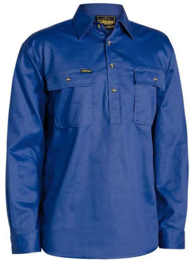 BSC6433 Bisley Closed Front Cotton Drill Shirt - Long Sleeve