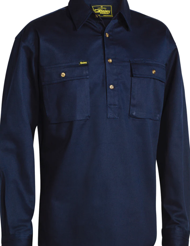 BSC6433 Bisley Closed Front Cotton Drill Shirt - Long Sleeve